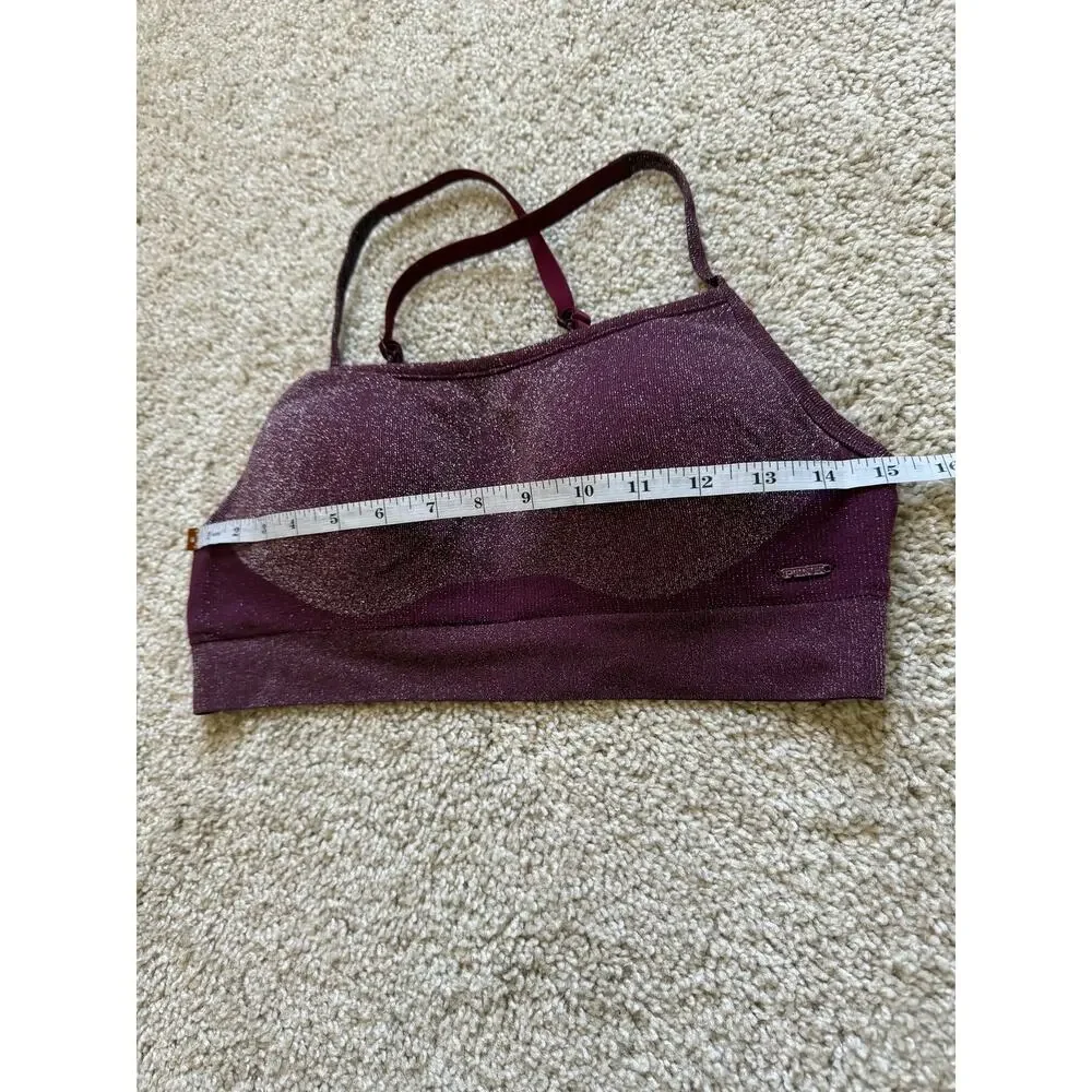 PINK Victoria's Secret Burgundy Shimmer 2 Piece Set Sports Bra Leggings Workout